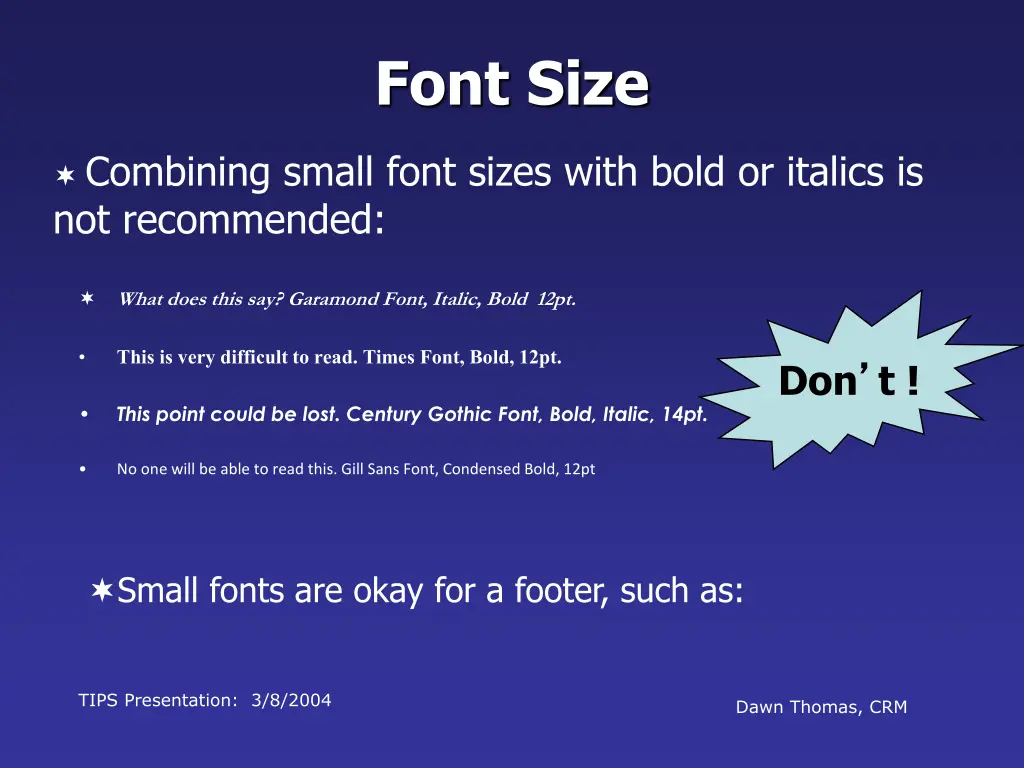 font size 1