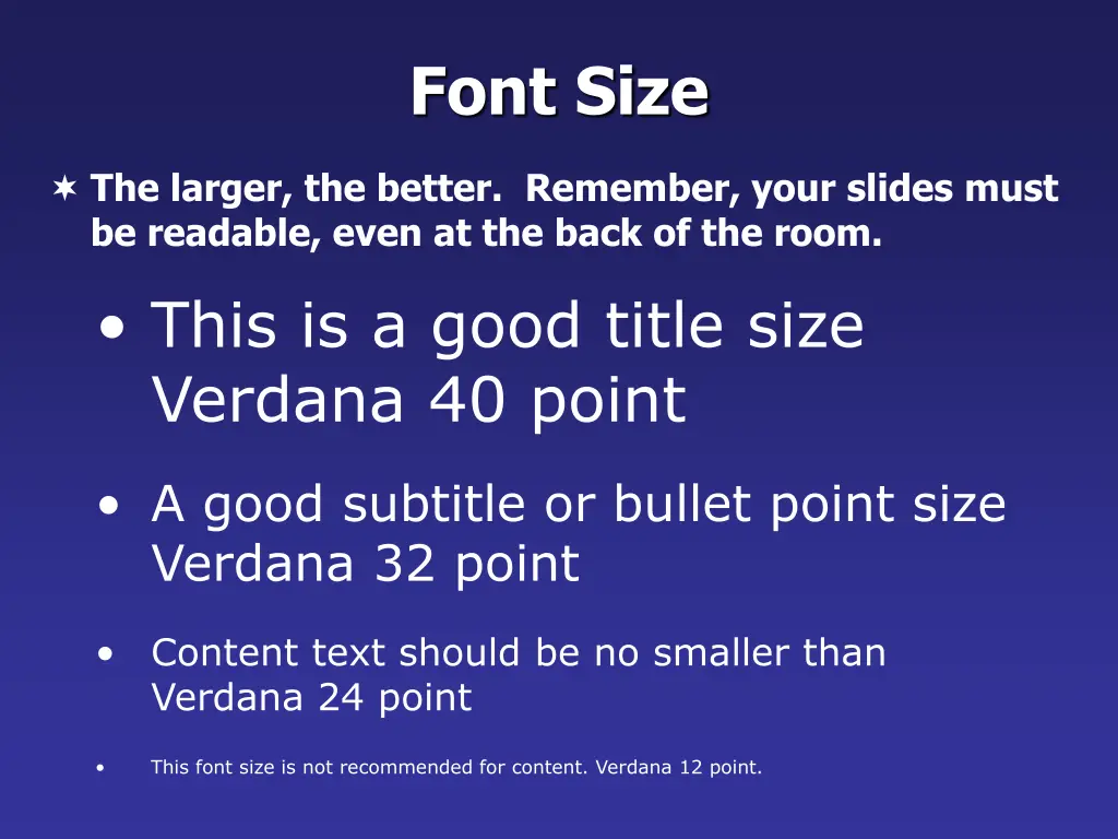 font size