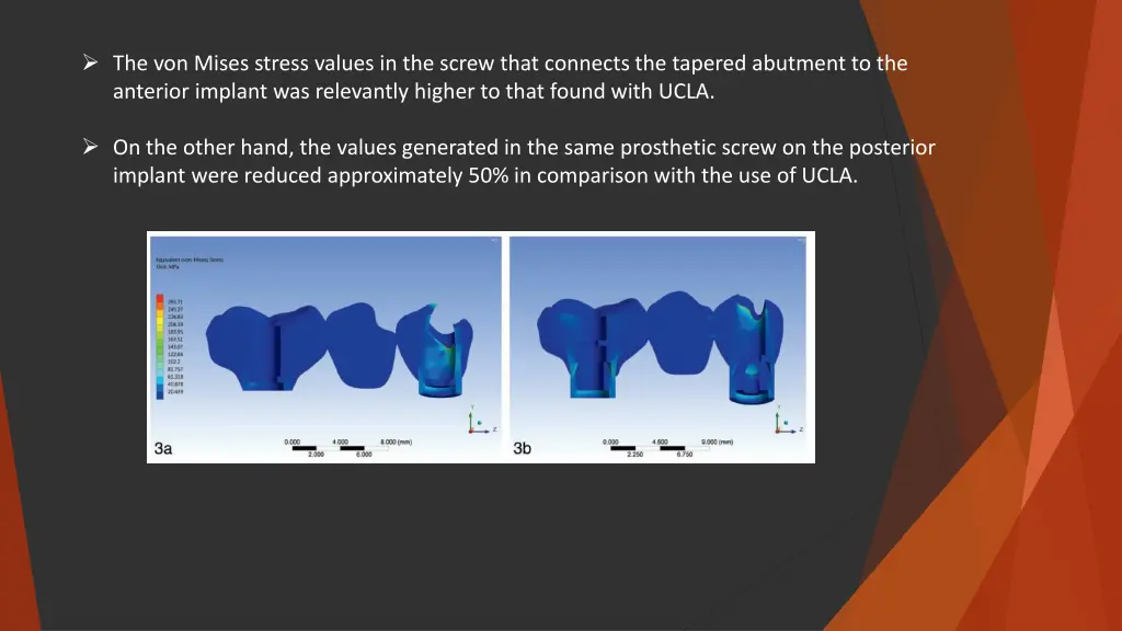 the von mises stress values in the screw that