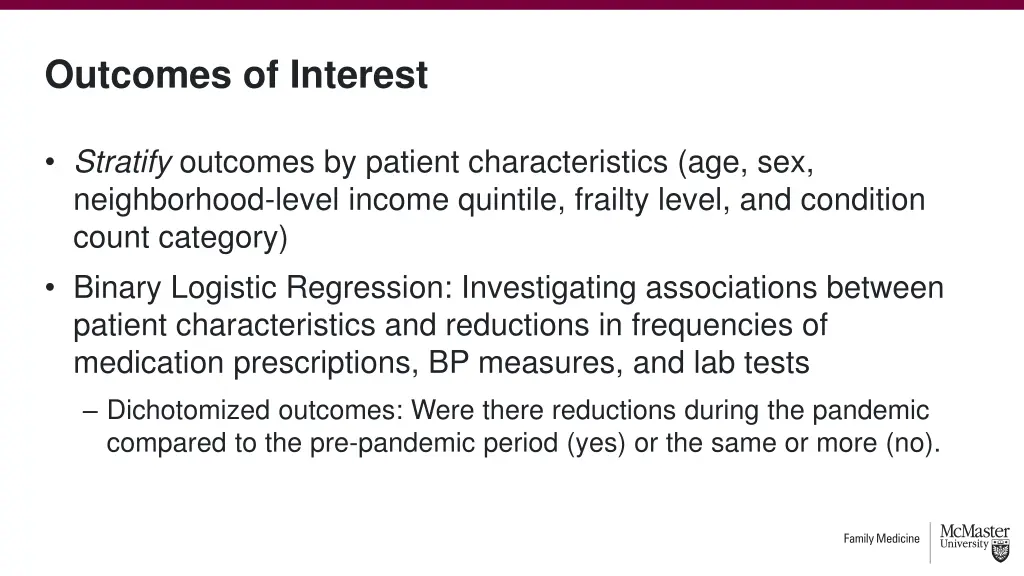 outcomes of interest 1