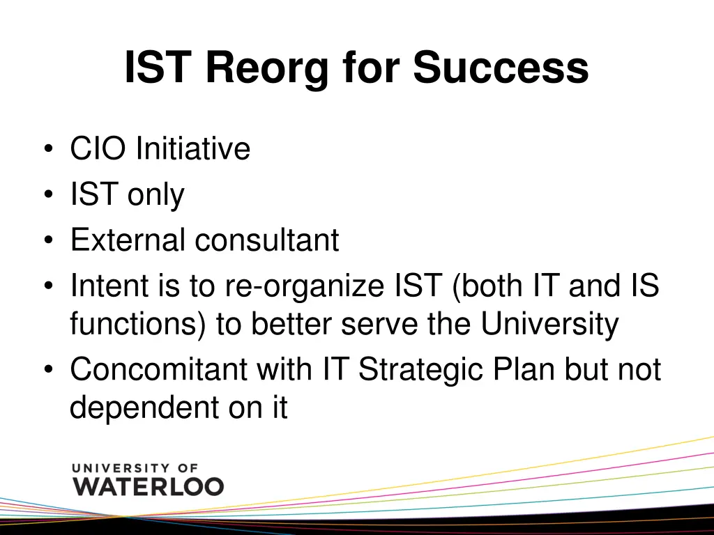 ist reorg for success
