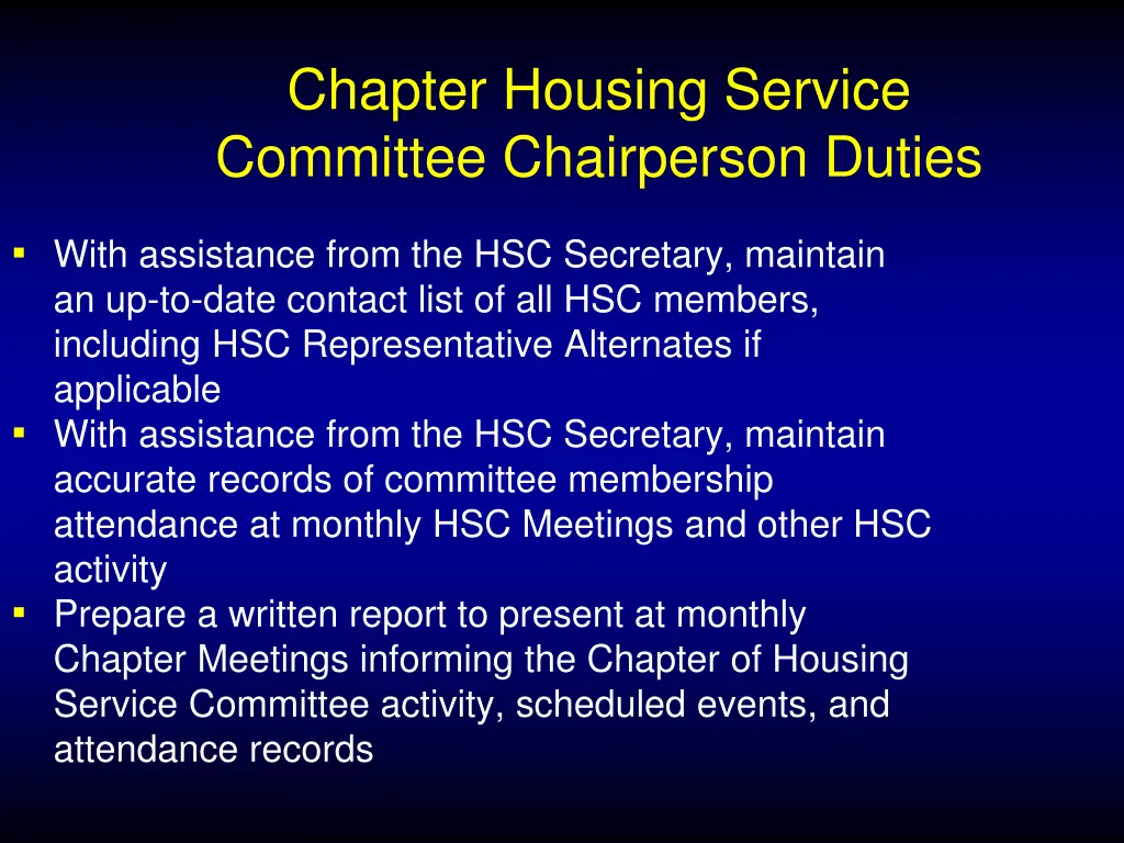 chapter housing service committee chairperson 3