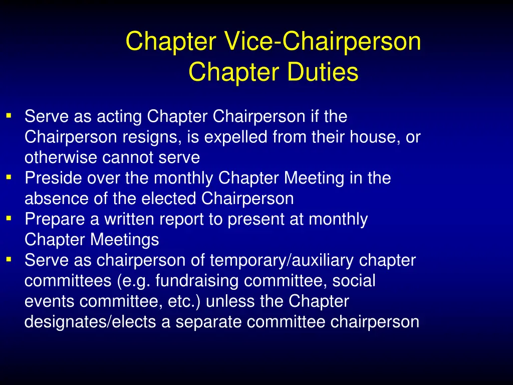 chapter vice chairperson chapter duties