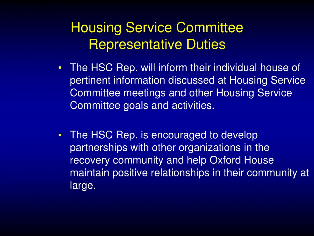 housing service committee representative duties 2