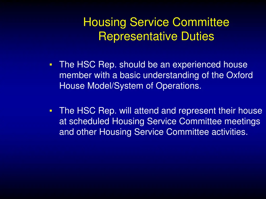 housing service committee representative duties