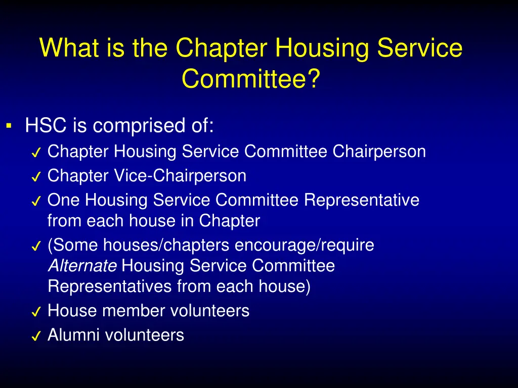 what is the chapter housing service committee 1