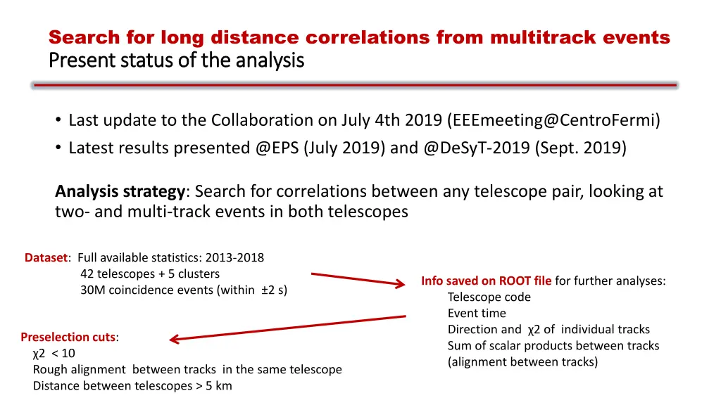 search for long distance correlations from 1