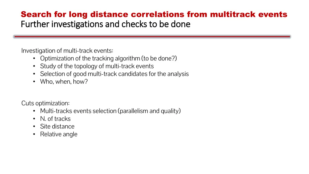search for long distance correlations from 3