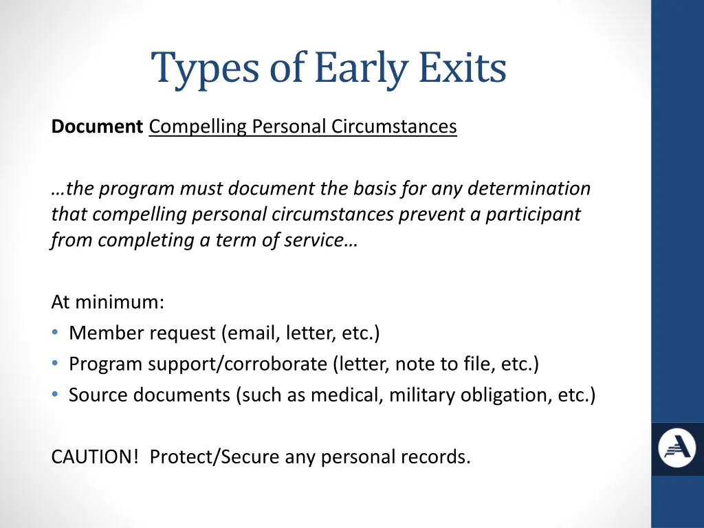 types of early exits 3