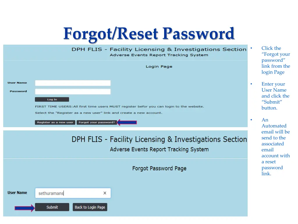 forgot reset password