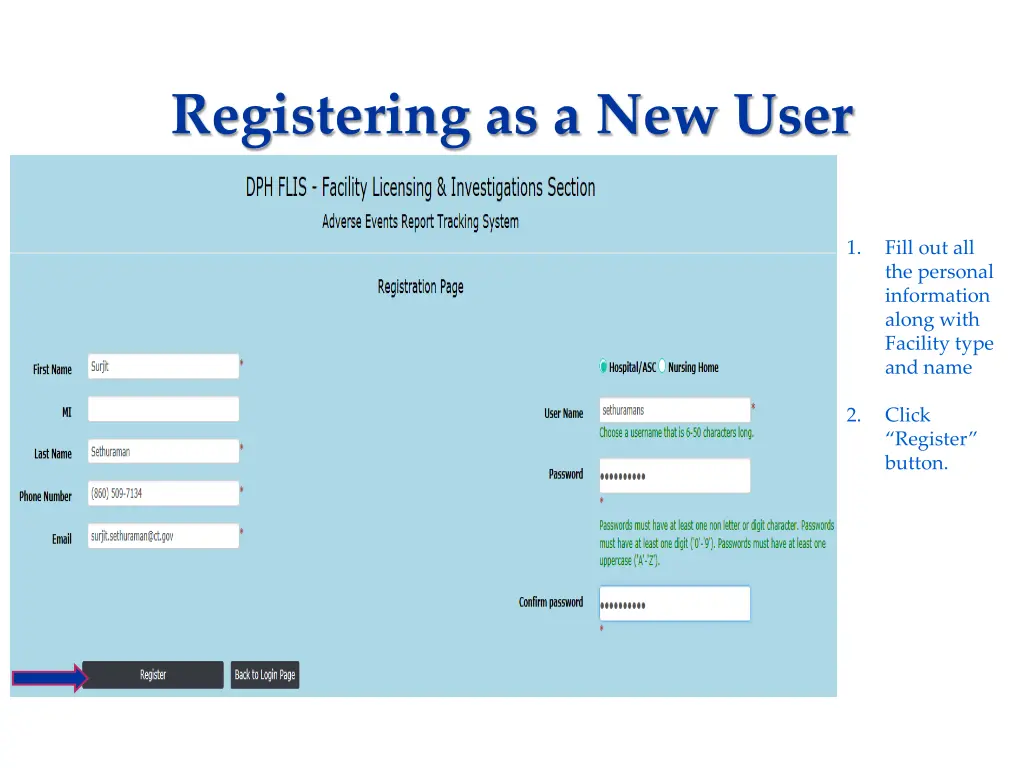 registering as a new user 1