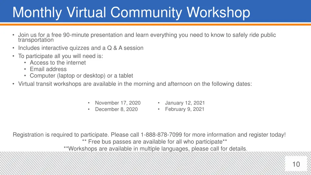 monthly virtual community workshop