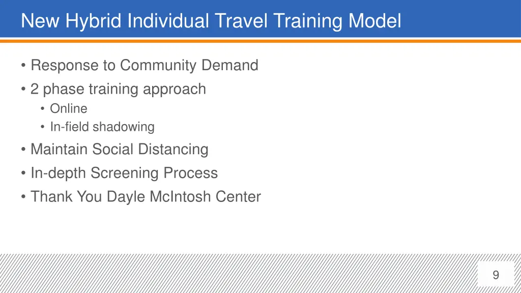 new hybrid individual travel training model