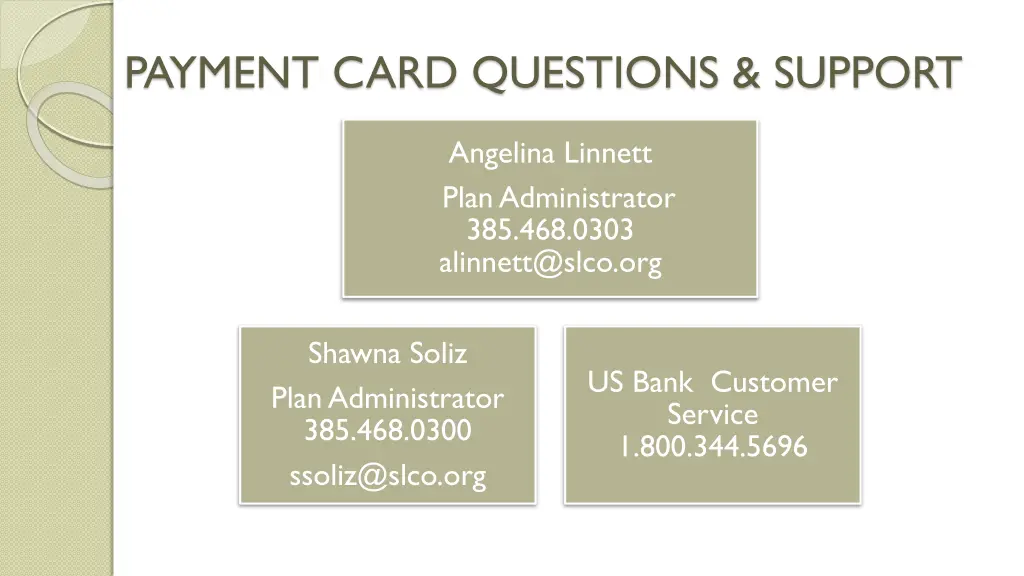 payment card questions support