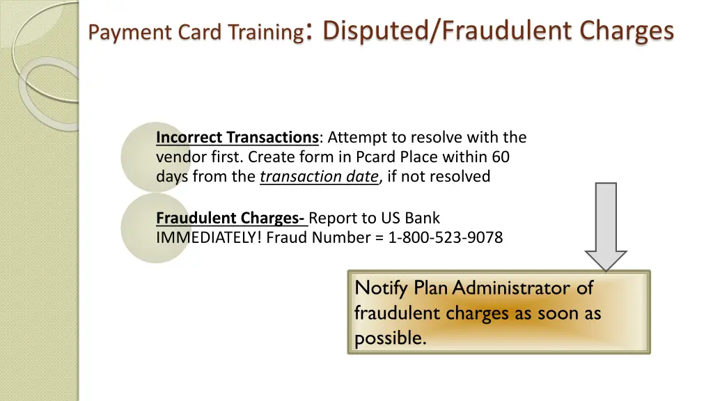 payment card training disputed fraudulent charges