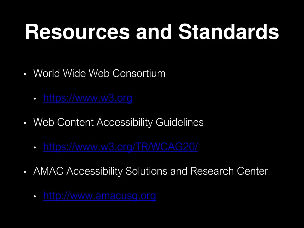 resources and standards
