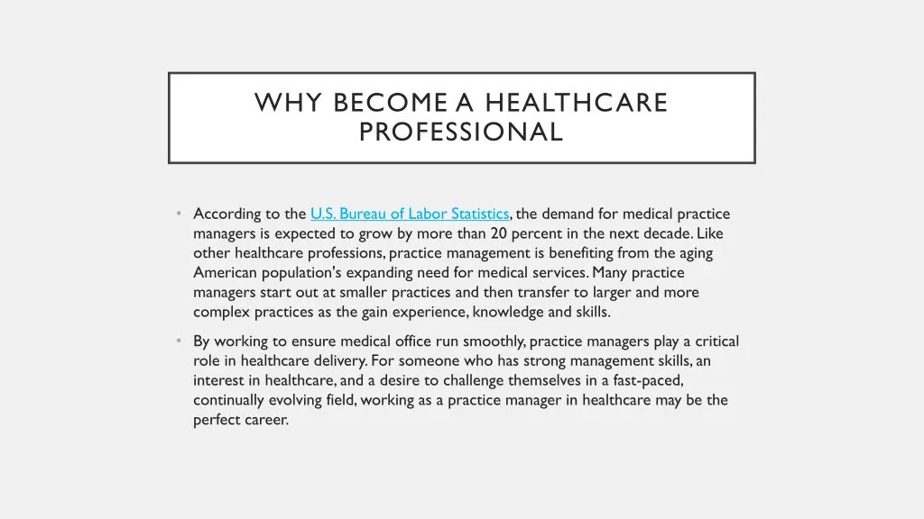why become a healthcare professional