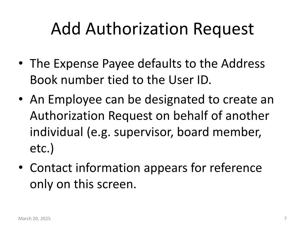 add authorization request