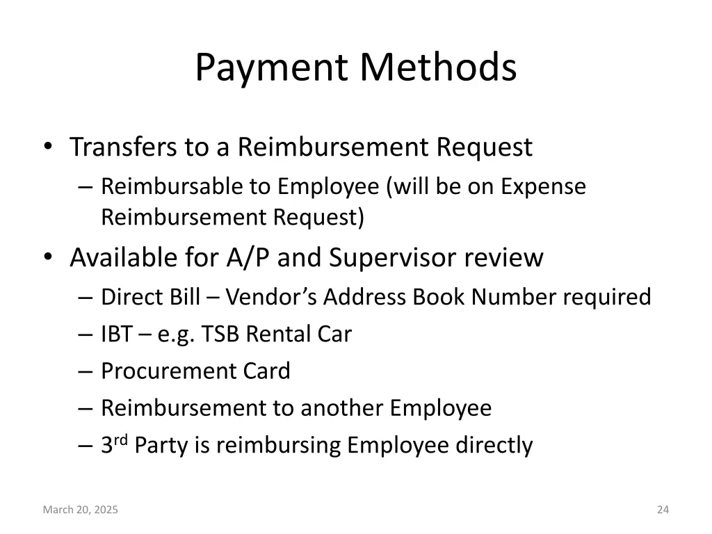 payment methods