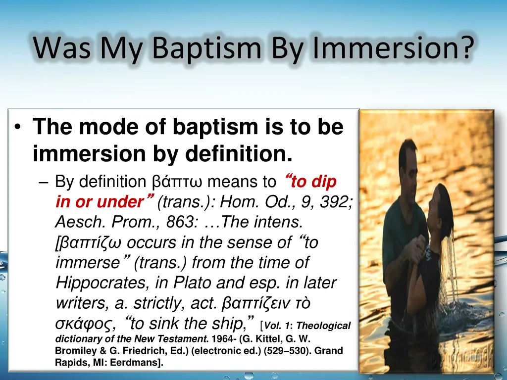 was my baptism by immersion