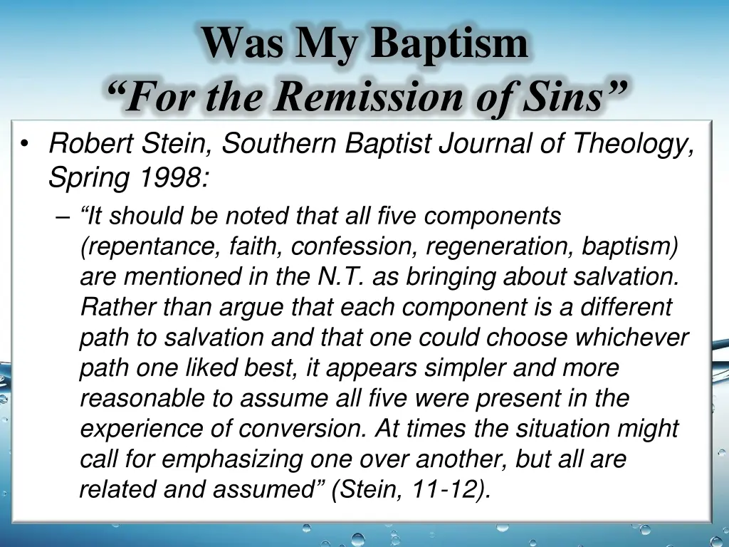 was my baptism for the remission of sins robert 1