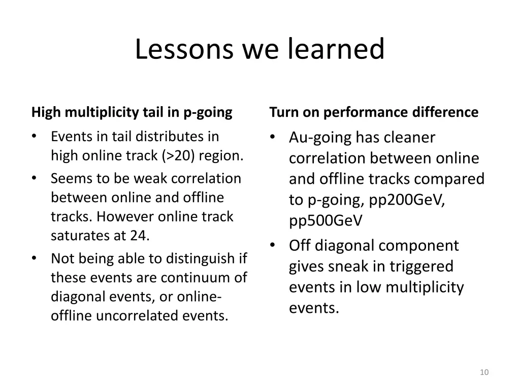 lessons we learned