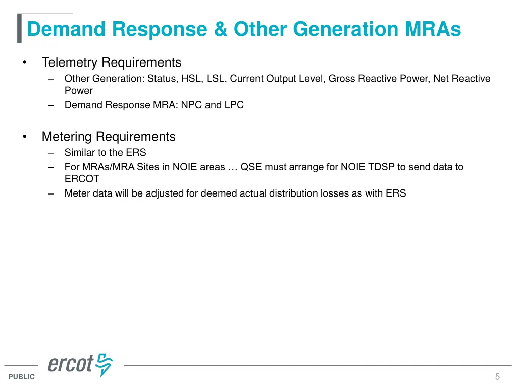 demand response other generation mras 2
