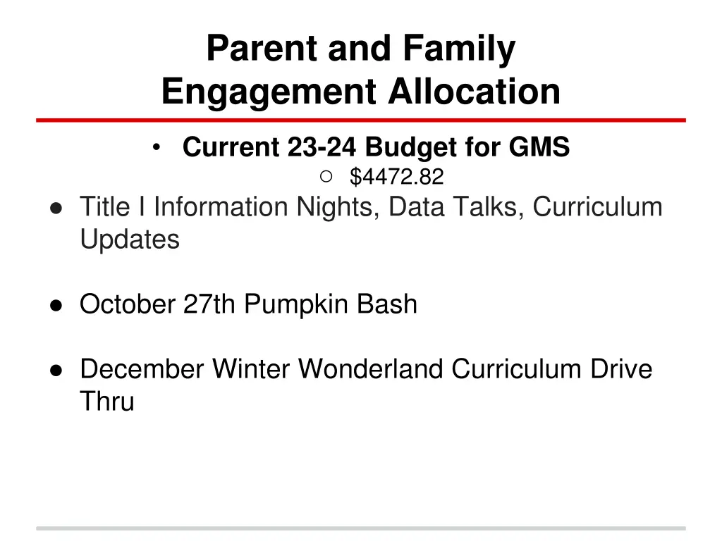 parent and family engagement allocation