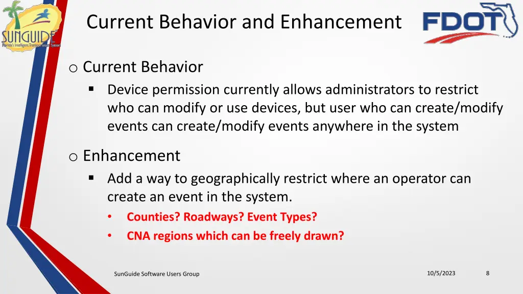 current behavior and enhancement