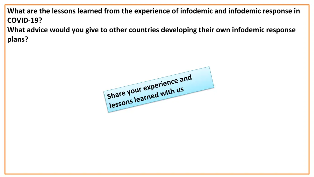 what are the lessons learned from the experience