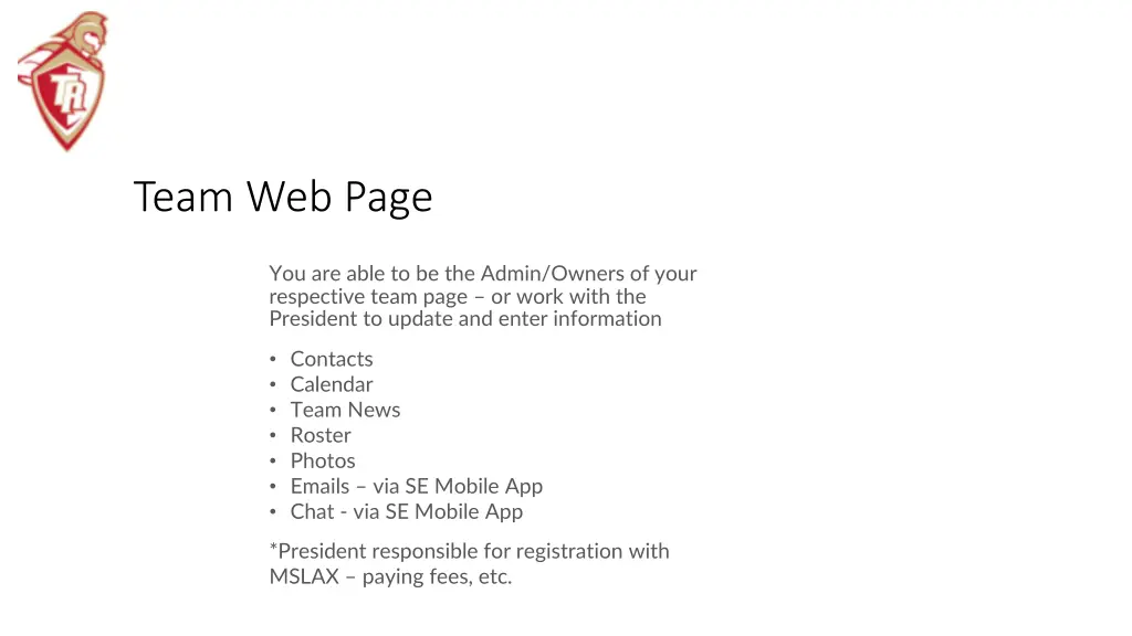 team web page