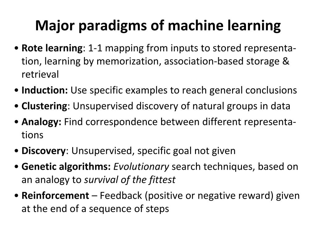major paradigms of machine learning