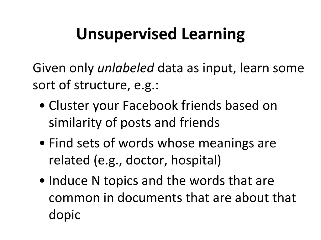 unsupervised learning