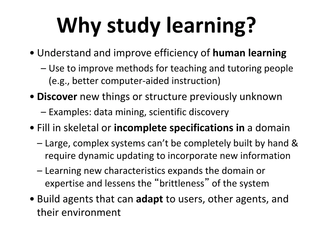 why study learning