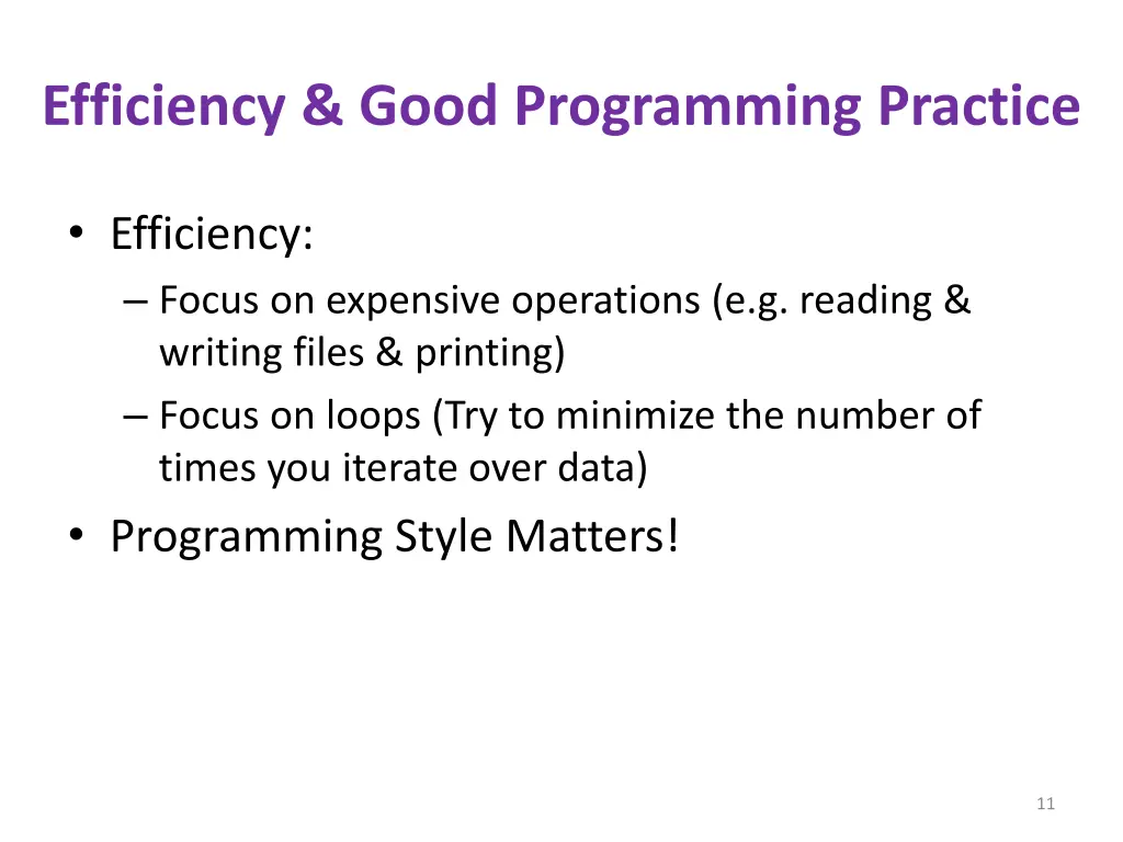 efficiency good programming practice