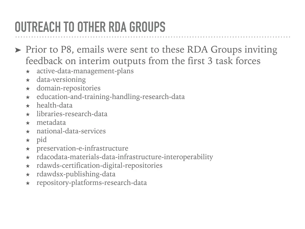 outreach to other rda groups