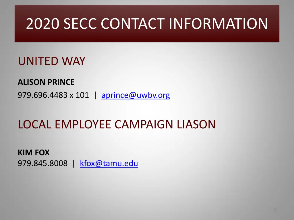2020 secc contact information