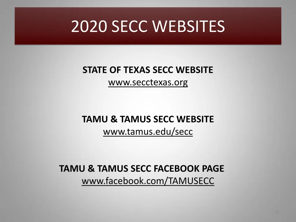 2020 secc websites