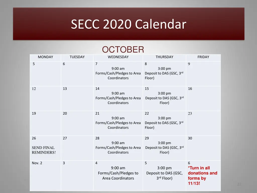 secc 2020 calendar 2
