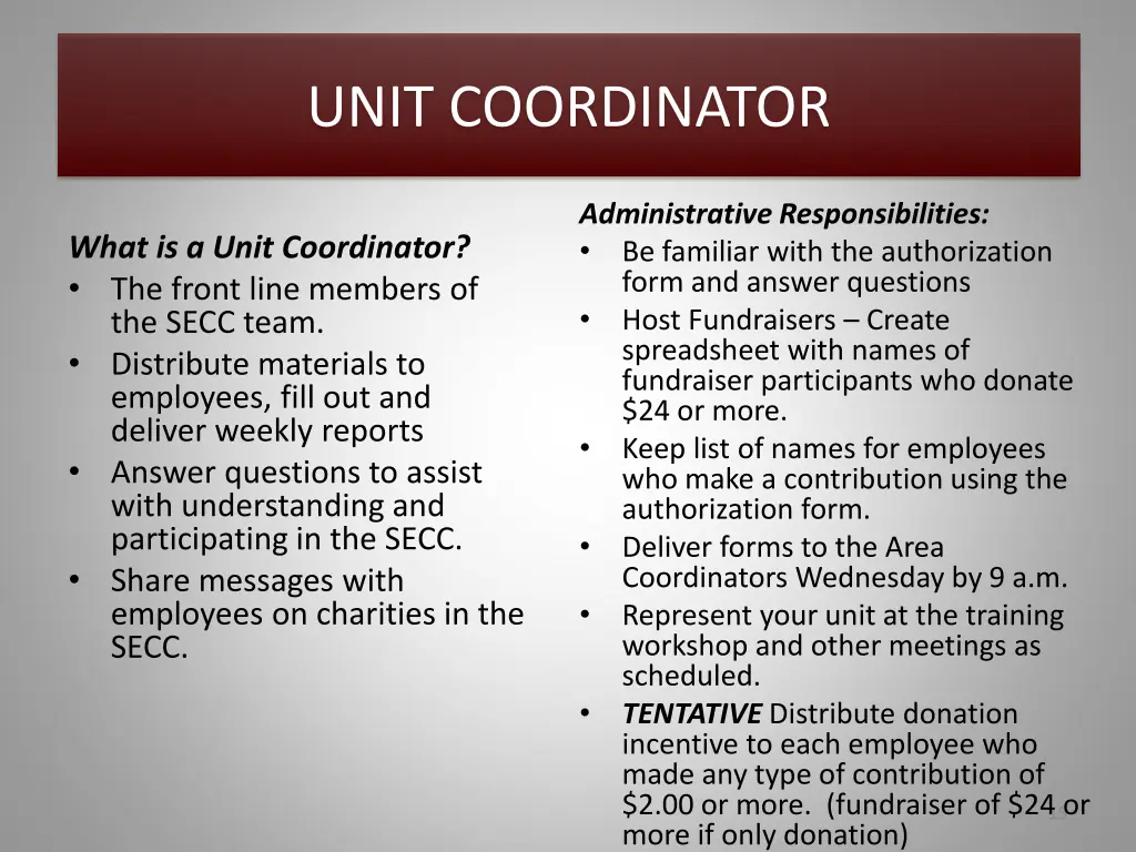 unit coordinator