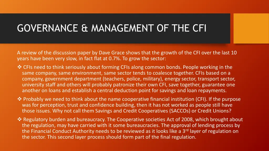 governance management of the cfi 2