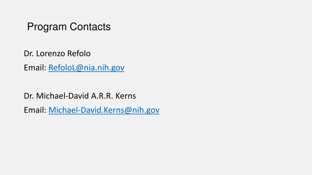 program contacts