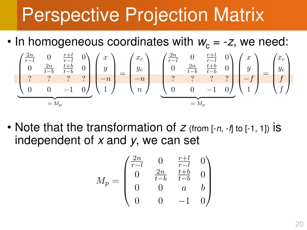 perspective projection matrix 6