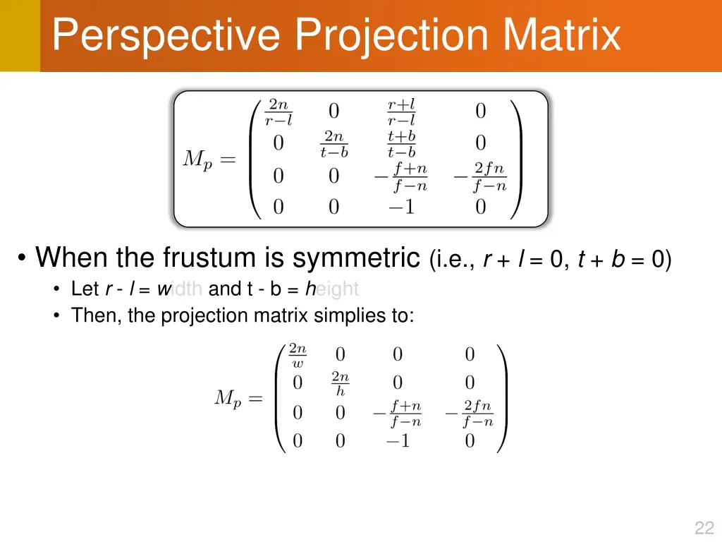 perspective projection matrix 8