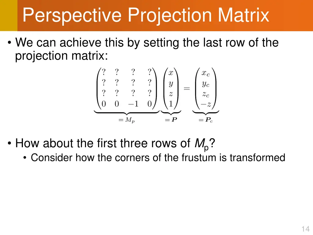 perspective projection matrix