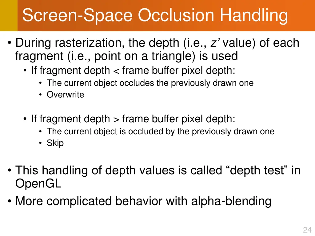 screen space occlusion handling