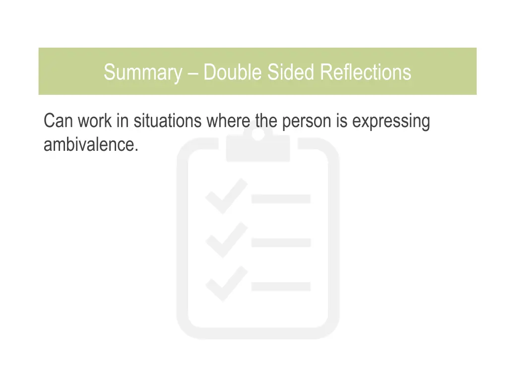 summary double sided reflections