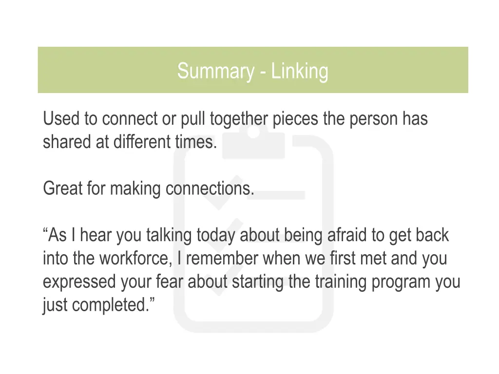 summary linking