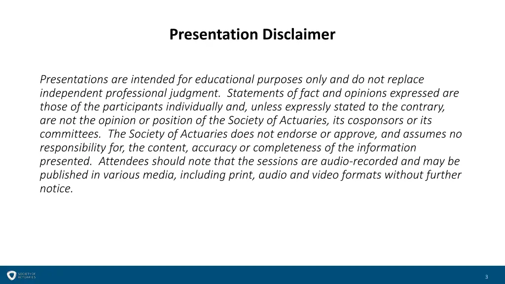 presentation disclaimer