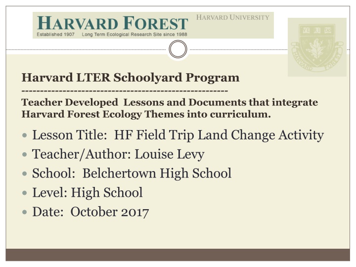 harvard lter schoolyard program teacher developed